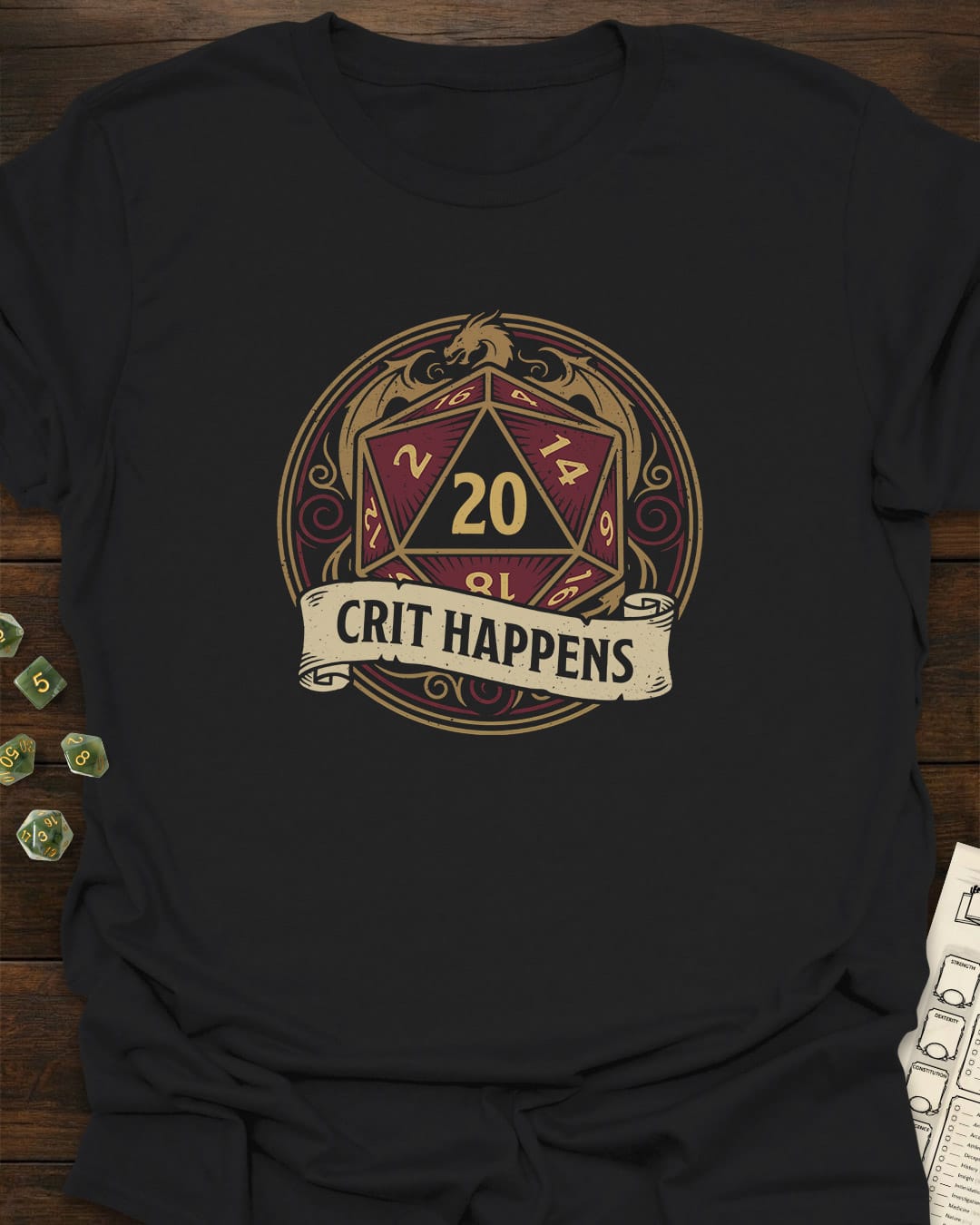 Crit Happens Dragon D20 T-Shirt
