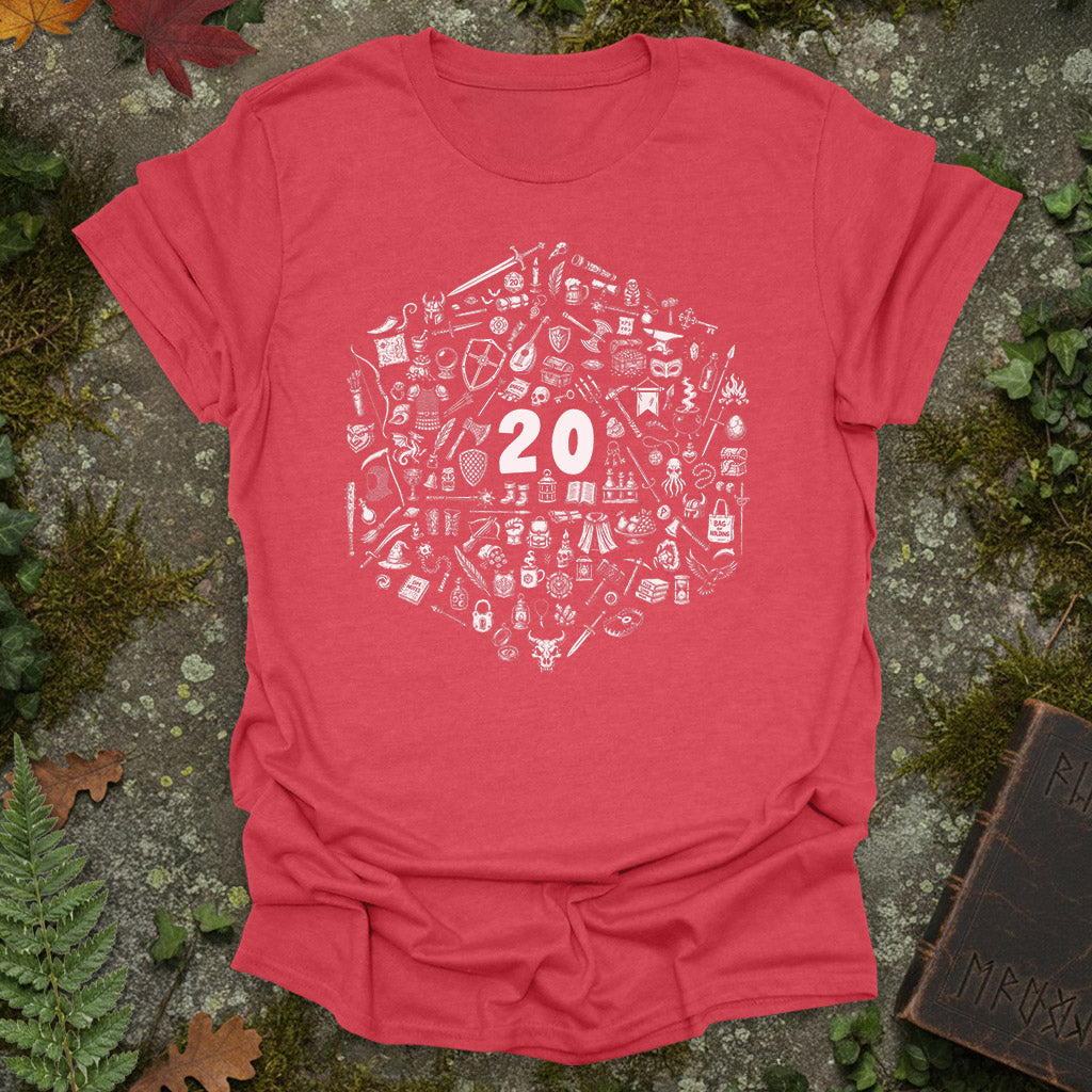 RPG item collection in a D20 dice - T-Shirt