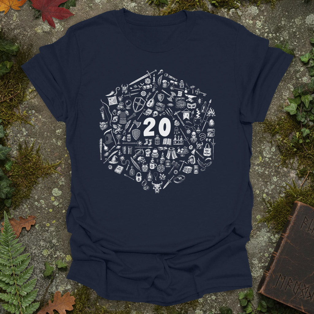 RPG item collection in a D20 dice - T-Shirt