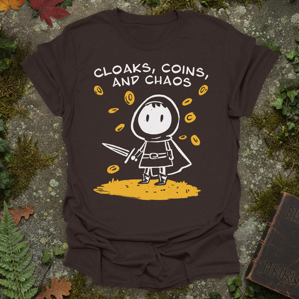 Cloaks Coins and Chaos T-Shirt