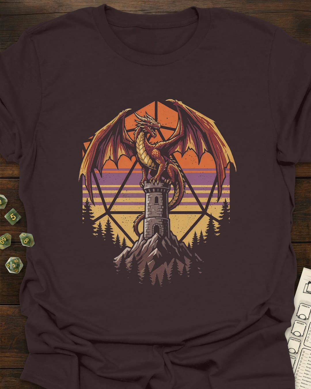 Dragon Sentinel D20 Sunset T-Shirt